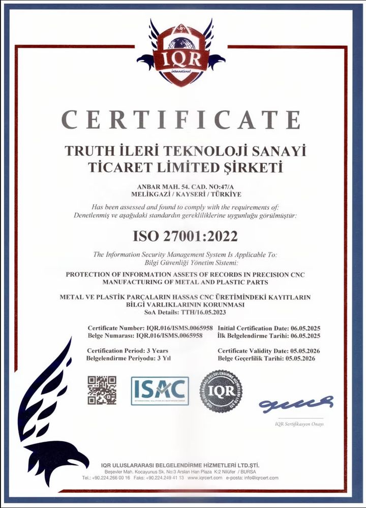 ISO 27001:2022 sertifikası