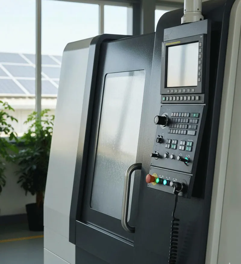 CNC işleme tezgahı, enerji verimli üretim hattında çalışırken